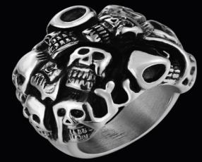 R146 Stainless Steel Many Faces Skull Biker Ring | Rings