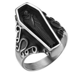R154 Stainless Steel Coffin Biker Ring | Rings