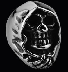 R172 Stainless Steel Grim Skull Biker Ring | Rings