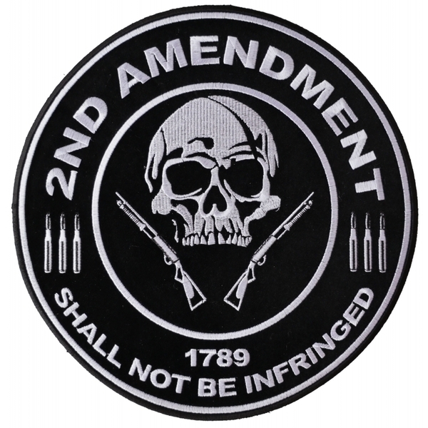 PL3565 2nd Amendment Shall Not Be Infringed Skull 1789 Large Embroidered Iron on | Patches