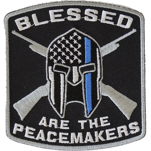 P4622 Blessed Are The Peacemakers Thin Blue Line Patch For Law Enforcement | Patches