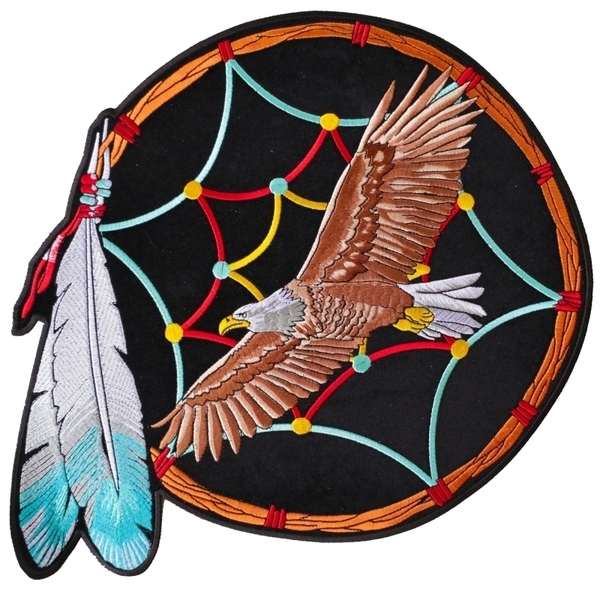 PL3533 Dreamcatcher Eagle Feather Embroidered Iron on Patch | Patches
