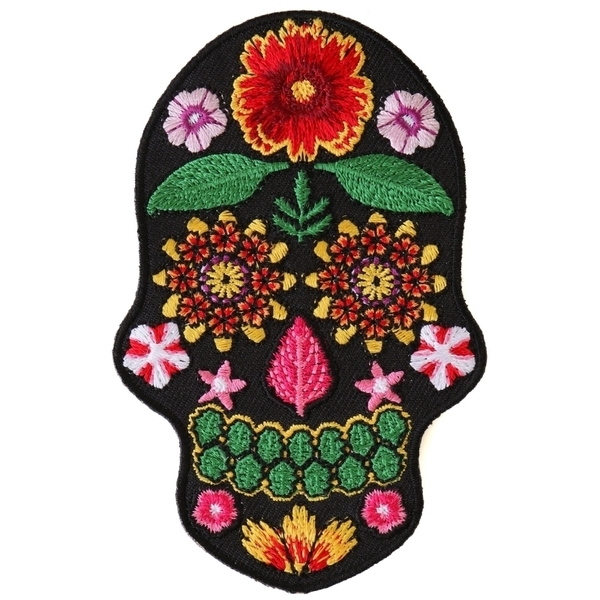 P6157 Flower Skull Black Patch | Patches