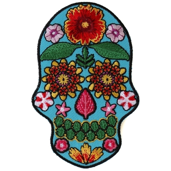 P6152 Flower Skull Blue Patch | Patches