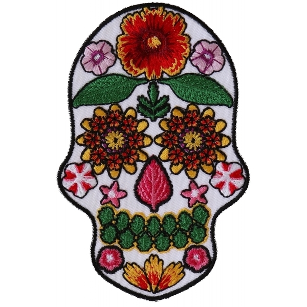 P6154 Flower Skull White Patch | Patches