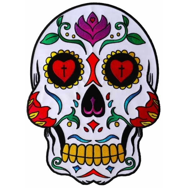 PL5987 Sugar Skull Embroidered Iron on Patch | Patches