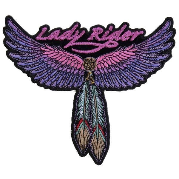 PM3118 Lady Rider Wings and Feather Medium Size Tribal Patch | Patches