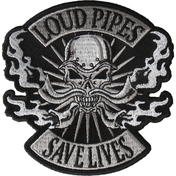 P6722 Loud Pipes Save Lives Skull Patch | Patches