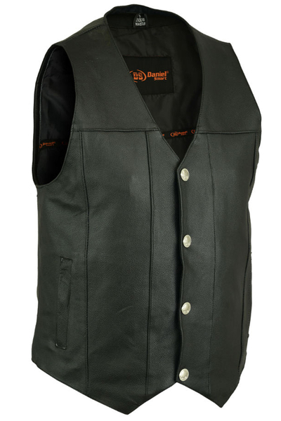 DS141 Men's Single Back Panel Concealed Carry Vest (Buffalo Nickel Snaps) | Men's Leather Vests