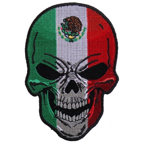 P5665 Mexican Flag Skull Small Patch | Patches