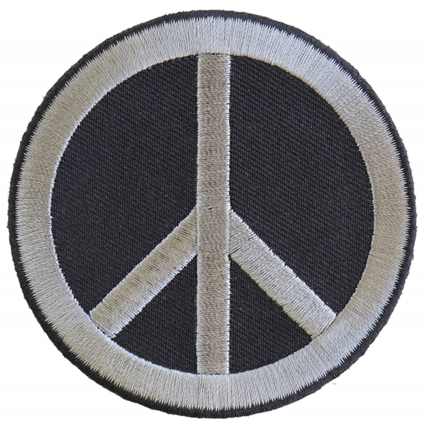 P4871 Peace Sign Patch Gray On Black | Patches
