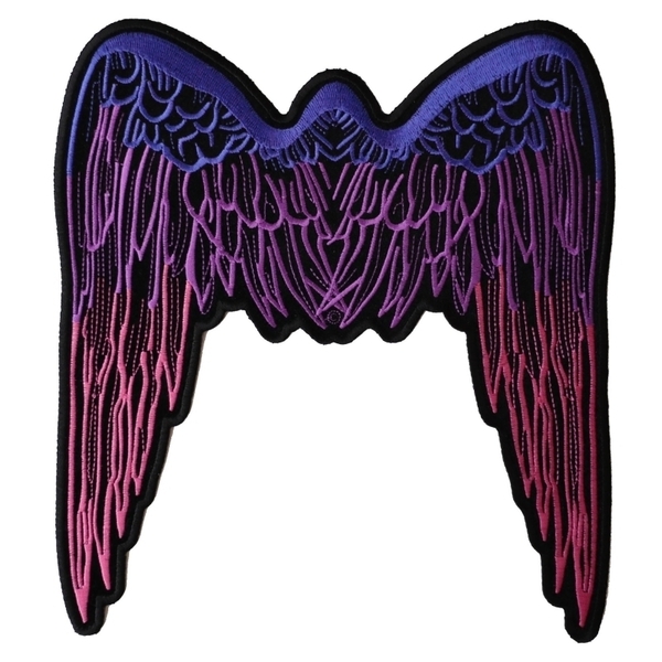 PL2648 Pink Angel Wings Large Embroidered Iron on Patch | Patches