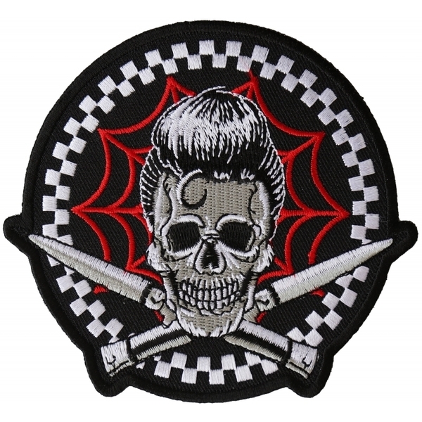 P6395 Switchblades Billy Skull Spider Web Patch | Patches