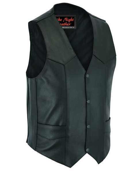 DS104 Men's Plain Side Economy Vest | Men's Leather Vests