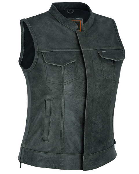 DS229  Womens Premium Single Back Panel Concealment Vest - GRAY | Women's Leather Vests
