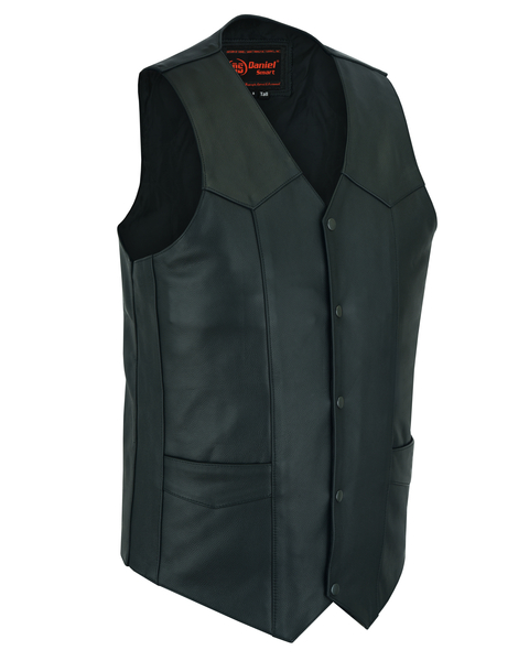 DS162TALL Mens Tall Classic Biker Leather Vest | Men's Leather Vests