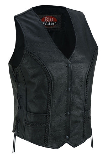 DS272 Women's Premium Braided Vest | Women's Leather Vests