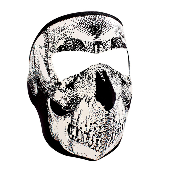 WNFM002G ZAN® Full Mask- Neoprene- Black and White Skull- Glow | Full Facemasks