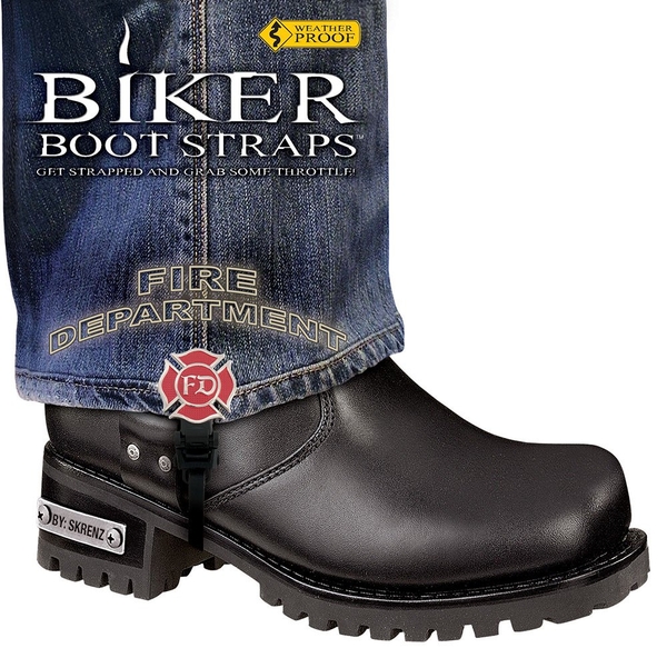 BBS/FD6 Weather Proof- Boot Straps- Fire Department- 6 Inch | Biker Boot Straps