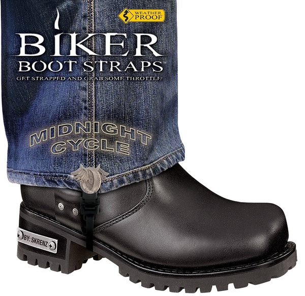 BBS/MD6 Weather Proof- Boot Straps- Midnight Cycle- 6 Inch | Biker Boot Straps
