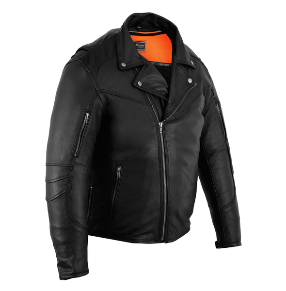 DS794 Men's Modern Longer Beltless Biker Jacket | Men's Leather Motorcycle Jackets