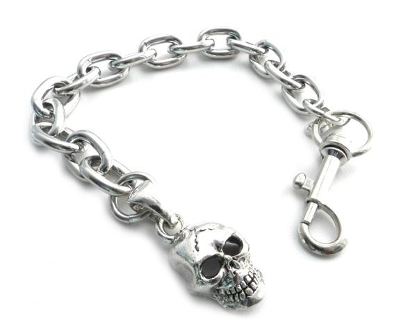 BC11-SKXL Skull Pendant on link Chain Bracelet 8