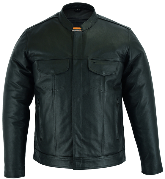 DS788 Men's Full Cut Leather Shirt with Zipper/Snap Front | Men's Leather Motorcycle Jackets