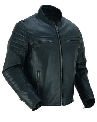DS757 Mens Lightweight Drum Dyed Naked Lambskin Crossover Scooter Jacket