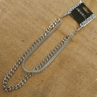 WA-WC770W Chrome Wallet Chain with double chain, mesh and medium link chain