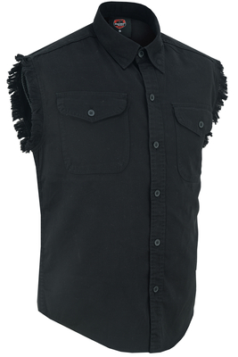 DM6001 Mens Black Lightweight Sleeveless Denim Shirt